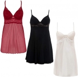 Kit 3 Camisola Feminina Bojo BOYOU Canelado Transparência Renda Sexy 001