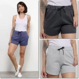Kit 3 Shorts Básicos Feminino – Preto+Cinza