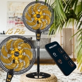 Ventilador de Coluna Mallory Neo Air 15 Air Timer 40cm com 15 Pás, 140W, Controle Remoto – Preto/Dourado