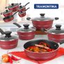 Jogo De Panelas Tramontina Sicília Vermelho 5 Peças