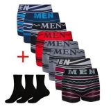 Kit 10 Cuecas Boxer Microfibra MEN Adulto + 10 Pares Meias Sport Longa M11