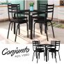 Conjunto de Mesa de Cozinha com 4 Lugares Malva II Courvin Preto
