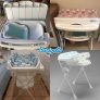 Banheira de Bebê Burigotto com Suporte e Trocador – Millenia Peixinhos 20L Azul ou Branco
