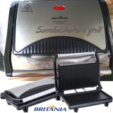 Sanduicheira e grill, Press inox, Preto,  Britânia