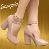 Scarpin Griffe Salto Alto Tira Bege