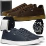 Kit 2 Tênis Skateboard Sport Masculino Confortável + Relógio Cinto e Carteira