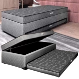 Cama Box Solteiro LightSpuma com Baú – e Cama Auxiliar 55cm de Altura Lady