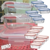 Kit 6 potes vidro retangular com tampa hermética livre de BPA