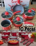 Jogo de Panelas Casambiente Revestimento Cerâmico – de Alumínio Vermelha 10 Peças Sevilla AL091