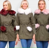 Jaqueta Parka Nylon S&V Com Capuz Pelo Feminina