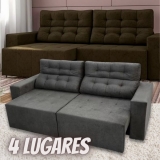 Sofá Retrátil e Reclinável 4 Lugares – Suede Amassado Vitale Ambiente Móveis
