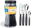 Faqueiro Itaparica, 24 peças, Preto, Aço Inox, Brinox
