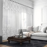 Cortina De Renda Branca Irlanda 300cm X 180cm + 40cm Interlar