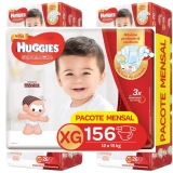Huggies Pacote Mensal Supreme Care Mega XG, 156 Fraldas, XG, Embalagem pode variar
