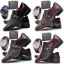 Kit Sapato Social Verniz Com Relógio Cinto Carteira Masculino ZARU 814DB