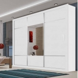 Guarda Roupa Casal com Espelho 3 Portas de Correr Lotse Espresso Móveis Branco