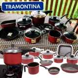 Jogo de Panelas Tramontina Antiaderente Alumínio – Vermelho 10 Peças Turim + Panela de Pressão 4,5L