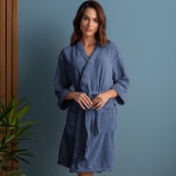Roupão Atlântica Kimono de Microfibra Azul Veleiro
