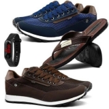 Kit 2 Pares de Tênis Masculino Sapatênis com Chinelo e Relógio – Ferraretto