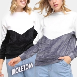 Moletom Fechado Volare Bicolor Plush Feminino