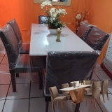 Conjunto Sala de Jantar Mesa Tampo MDF 6 Cadeiras Espanha Espresso Móveis Chocolate/Off White