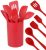 Conjunto de Utensílios de Silicone Vermelho 6 Peças com Suporte – Casual Home
