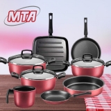 Conjunto de Panelas Brinox Garlic Vermelho 7 Peças