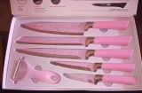 Conjunto De Facas Aço Inox Revestimento Rosa 6 Peças – Zapter