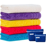 ogo de Banho Sicília 5 Peças + Kit 2 Necessaires Cores Sortidas – Casa & Conforto By Buddemeyer