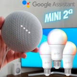 Kit Nest Mini 2ª geração Smart Speaker – com Google Assistente + 3 Lâmpadas Inteligentes