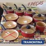 Jogo de Panelas Tramontina Turim Antiaderente 9 peças Vermelho