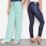 Calça Jeans Ecxo Skinny Feminina ou Calça Pantalona Cambos Com Bolsos E Botões Cintura Alta Feminina