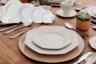 Serviço de Jantar Chá Café 42 peças em Porcelana. Modelo Octogonal Prisma. Branca. Fabricado pela Schmidt
