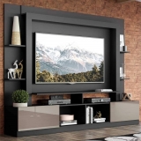 Rack Estante c/ Painel TV 65″ e 2 portas Oslo Multimóveis Preto/Lacca Fumê