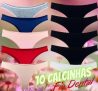 Kit 10 Fio Dental Try Basics Algodão Cotton Básica Lisa Moda Lingerie