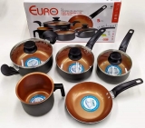 Jogo de Panelas Euro Revestimento Cerâmico – de Alumínio Preta 5 Peças Home Montreal