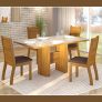 Mesa de Jantar 4 Lugares Retangular – Tampo de Vidro Viero Móveis City