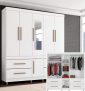 Guarda-roupa Casal com Espelho 6 Portas 4 Gavetas – Araplac Viseu Glass
