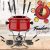 Conjunto Fondue Médio com Base Giratória 22 Peças Vermelho,HH7823D-VM, Euro Home
