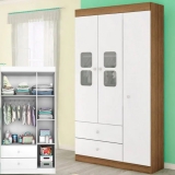 Guarda-roupa Infantil 3 Portas 2 Gavetas – Móveis Estrela Almendra Xodó