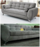 Sofá 3 Lugares Larissa Suede Cinza – LinoForte