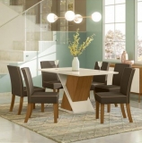 Mesa de Jantar 6 Lugares Retangular Tampo de Vidro – Henn Marina