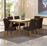 Mesa de Jantar 6 Lugares Retangular Tampo de Vidro – Henn Marisa