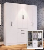 Guarda Roupa Casal 6 Portas 1 Porta Basculante 1 Gaveta Dallas Espresso Móveis Branco