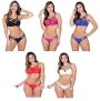 Kit com 5 Conjuntos de Microfibra Strappy Lingerie Cores variadas