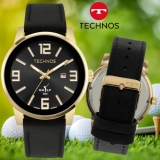 Relógio Technos, Pulseira de Couro, Masculino Preto 2115MWU/0P