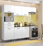 Kit Cozinha Poliman Móveis Lia D15200 com Balcão – Nicho para Micro-ondas com Tampo 2 Gavetas