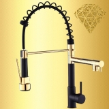 Torneira para Cozinha Gourmet de Mesa Dupla Saída – Monocomando Nell YL-03 Preta e Dourada