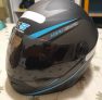 Capacete R8 Pro Tork Tam.56 Viseira Fume Preto/Azul Claro