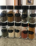 Kit 10 Potes Tempero De Vidro Dosadora Dupla + Etiqueta Lousa